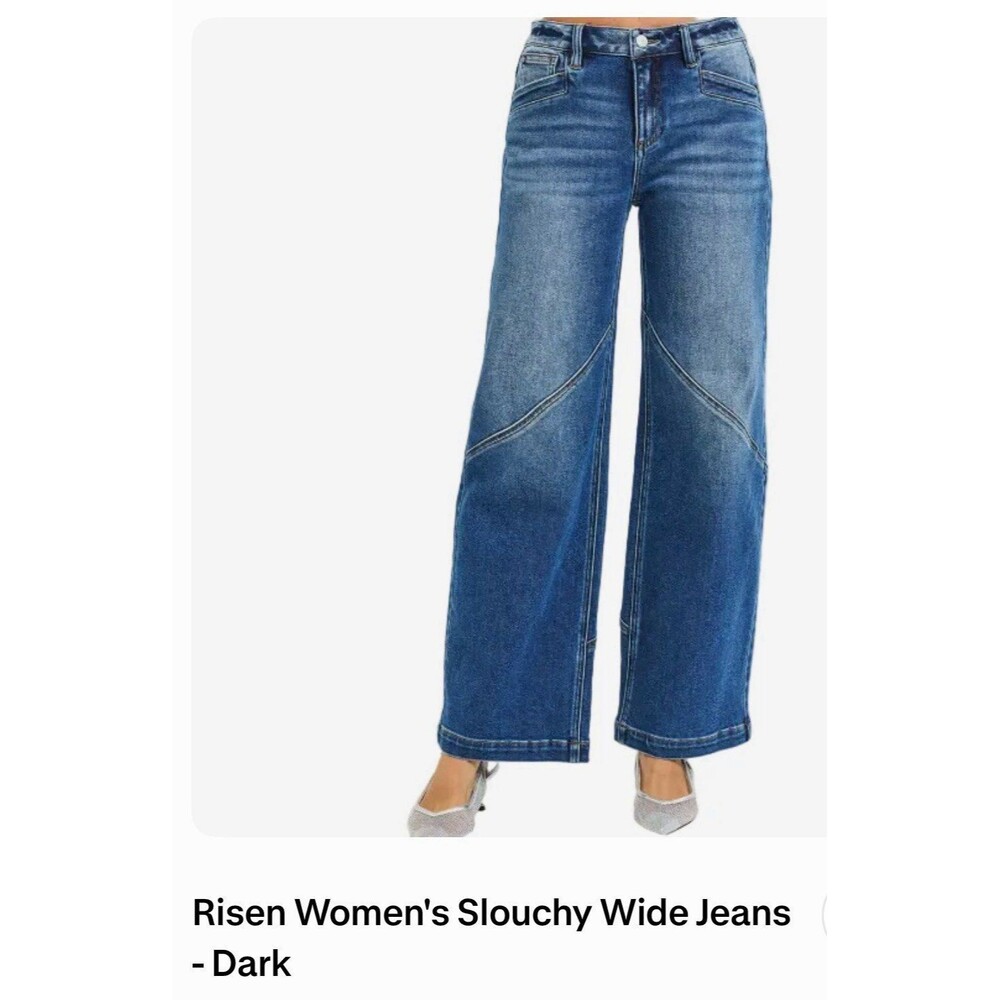 Risen Slouchy Wide Jeans in Dark Wash